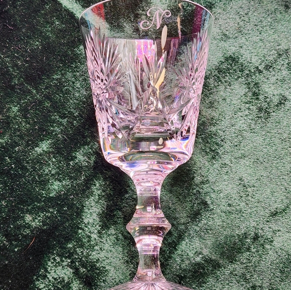 EDINBURGH CRYSTAL STAR OF EDINBURGH CLARET WINE GLASS MONOGRAM "N" STEMMED WATER - Picture 2 of 7
